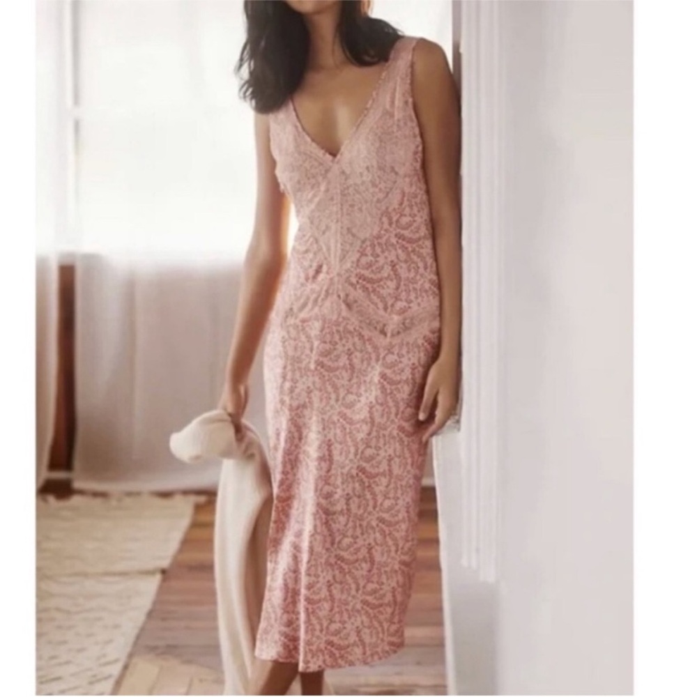 Anthropologie Cerise Maxi Dress * Silky Satin Gown